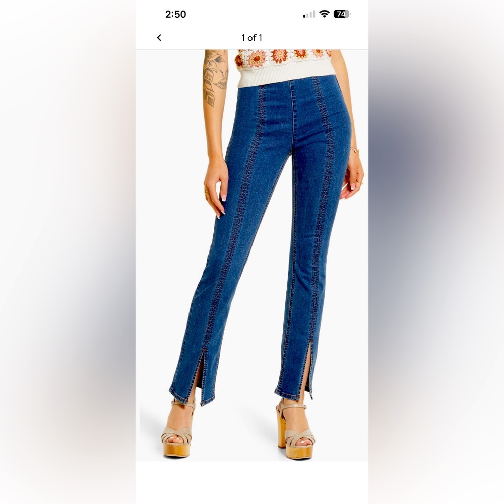 Nordstrom BP split front Denim, Sz M NWT